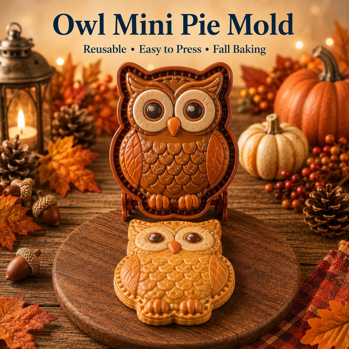 🍂 Collezione di 8 stampi per mini torte autunnali | Stampi riutilizzabili con motivi in rilievo per realizzare forme dettagliate di gufo, volpe, tacchino, zucca, ghianda e altro ancora 🍂✨