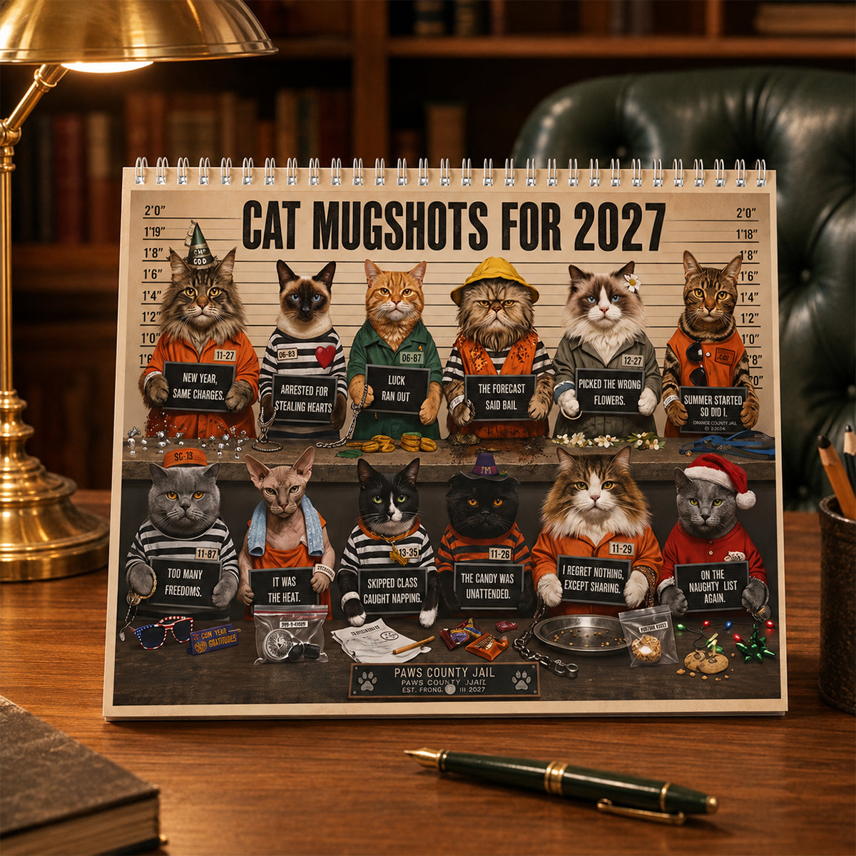 😂 Calendario 2027 con le foto segnaletiche dei gatti più divertent