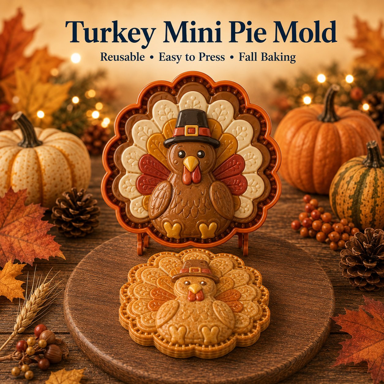 🍂 Collezione di 8 stampi per mini torte autunnali | Stampi riutilizzabili con motivi in rilievo per realizzare forme dettagliate di gufo, volpe, tacchino, zucca, ghianda e altro ancora 🍂✨
