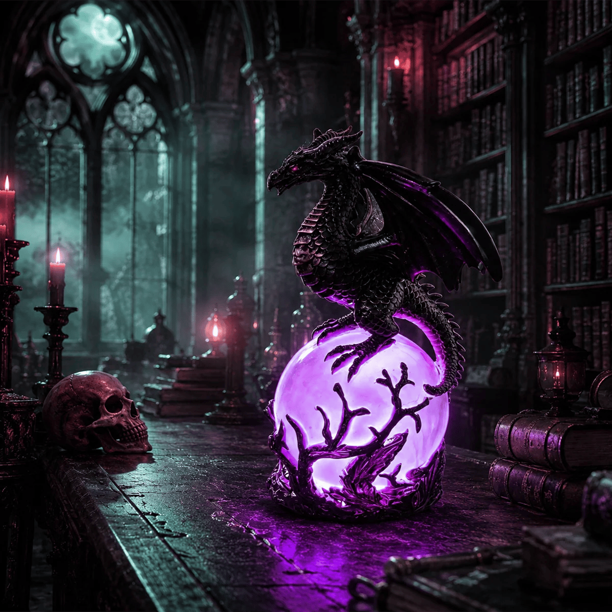 🔮Lampada a LED a forma di sfera di cristallo con drago gotico per un arredamento in stile dark
