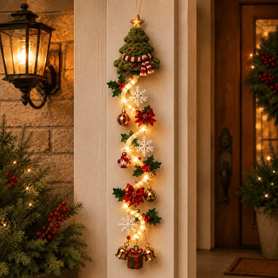 ⏳ Ultimo giorno con il 49% di sconto – 🎄MerryCascade™: decorazione luminosa da appendere alla porta per Natale | 6 modelli festosi con luci✨