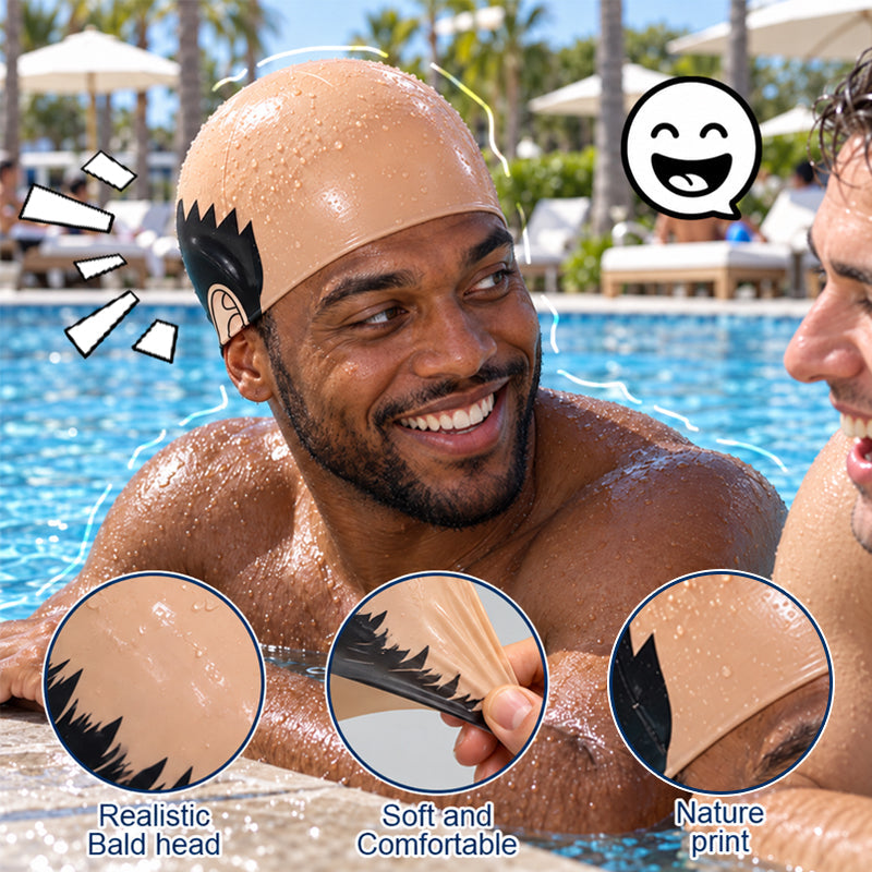 Cuffia da nuoto divertente e realistica a forma di testa calv