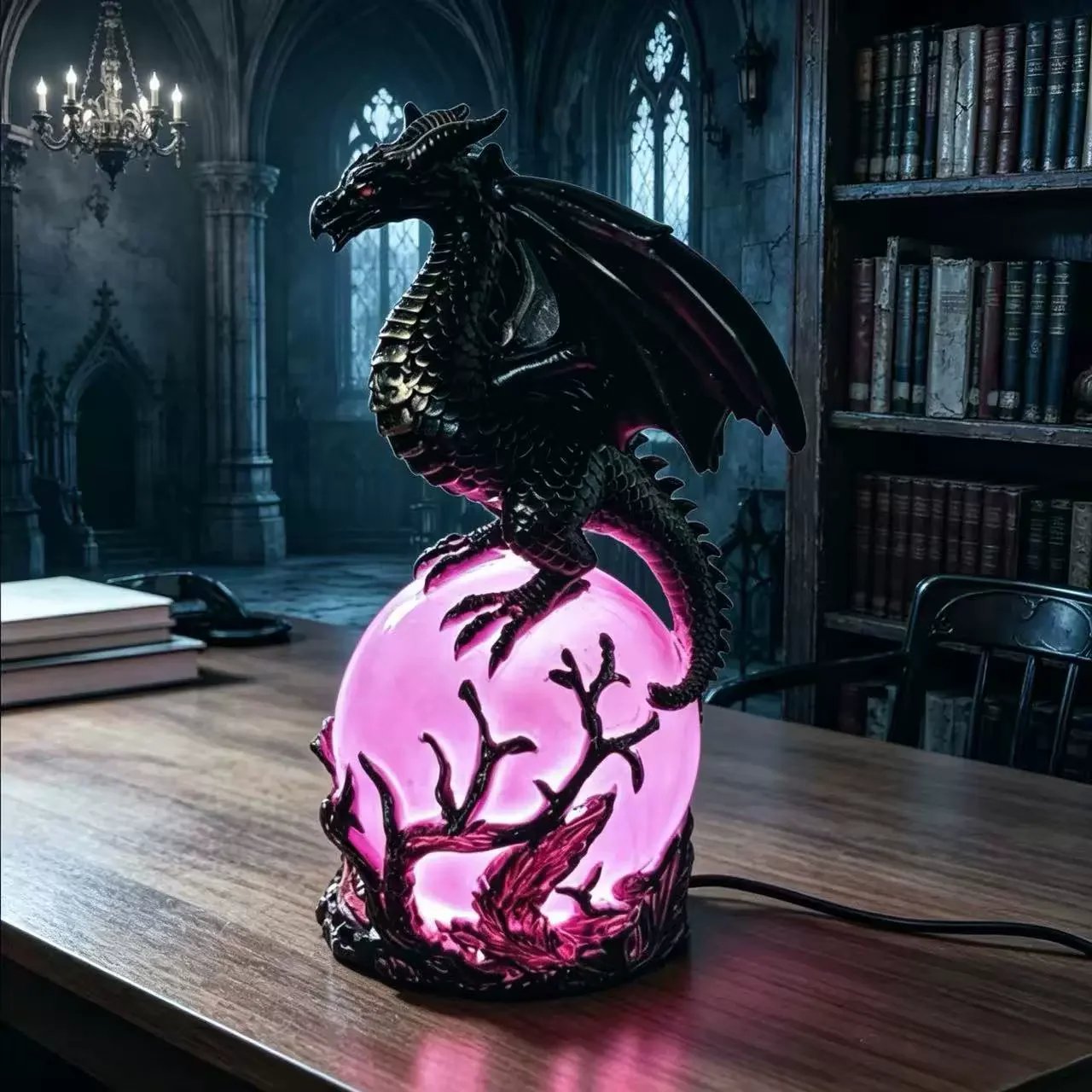 🔮Lampada a LED a forma di sfera di cristallo con drago gotico per un arredamento in stile dark