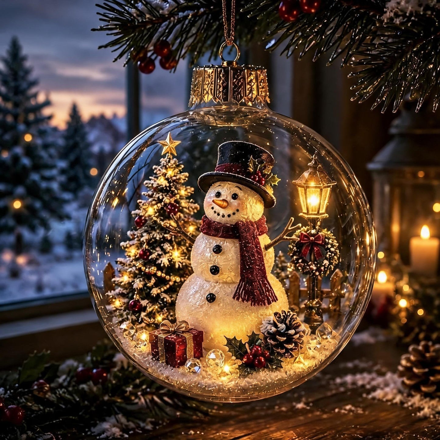 🎄Pallina di Natale luminosa con diorama natalizio – Un piccolo mondo invernale tra le tue mani
