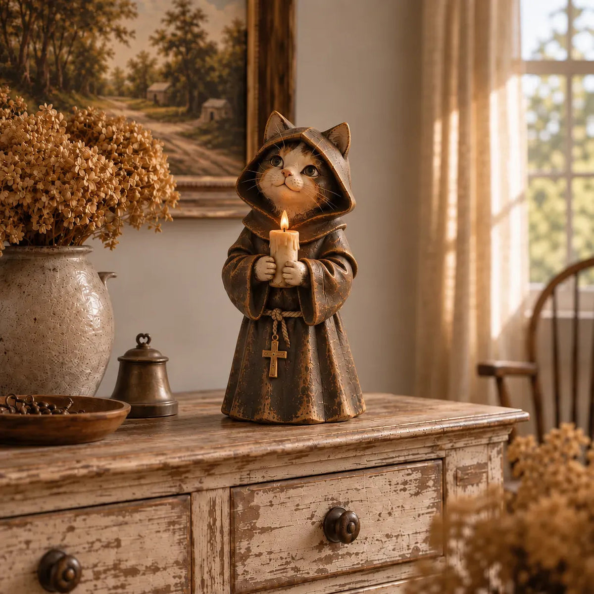 👑 Figurine della Corte dei Gatti Medievale | 5 personaggi reali di ispirazione vintage per mensole, mensole del camino e collezionisti di gatti 🐈