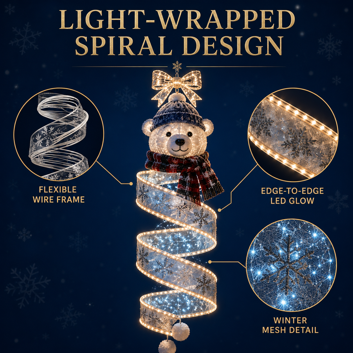 🎄Collezione di luci LED a spirale da appendere “Magia di Natale”