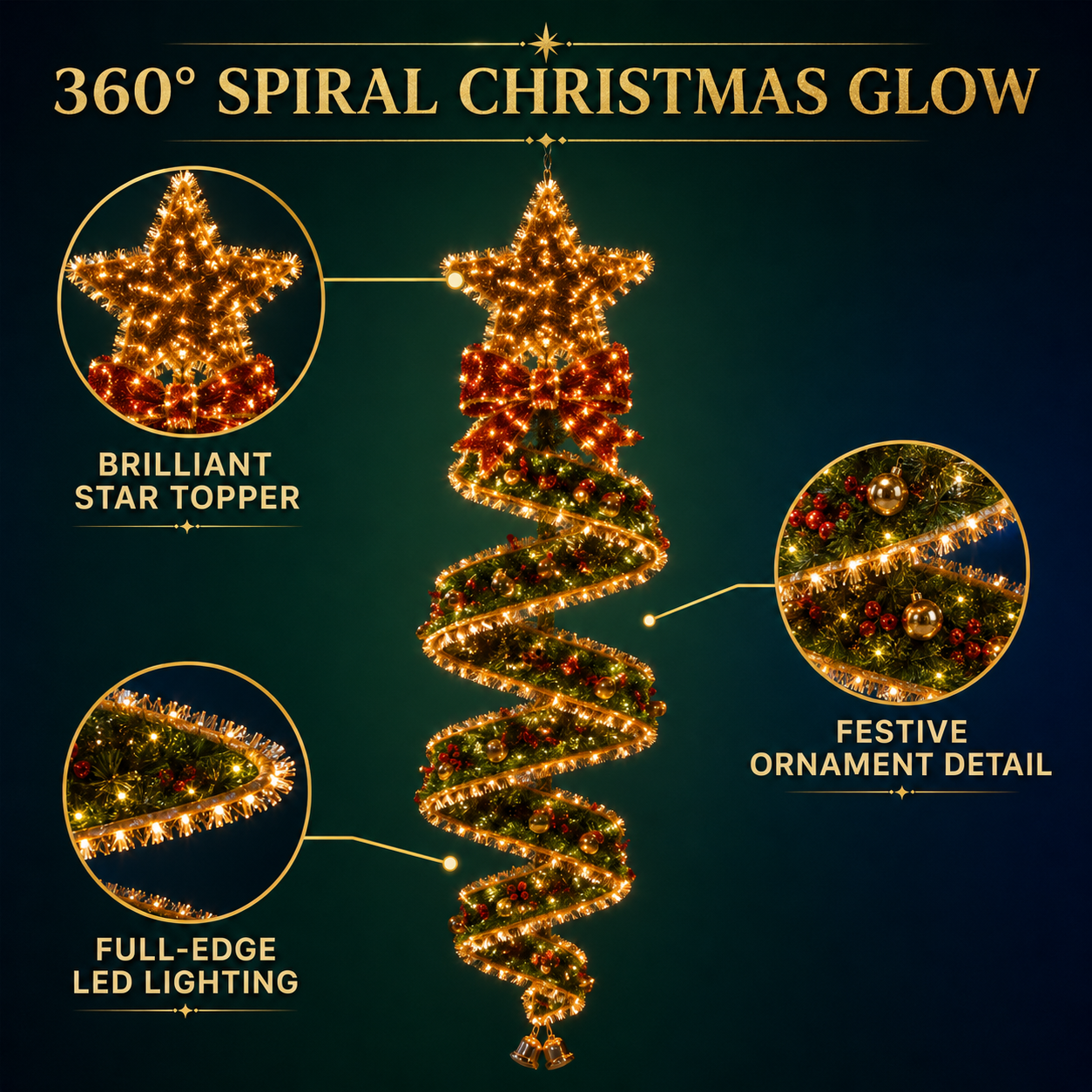 🎄Collezione di luci LED a spirale da appendere “Magia di Natale”
