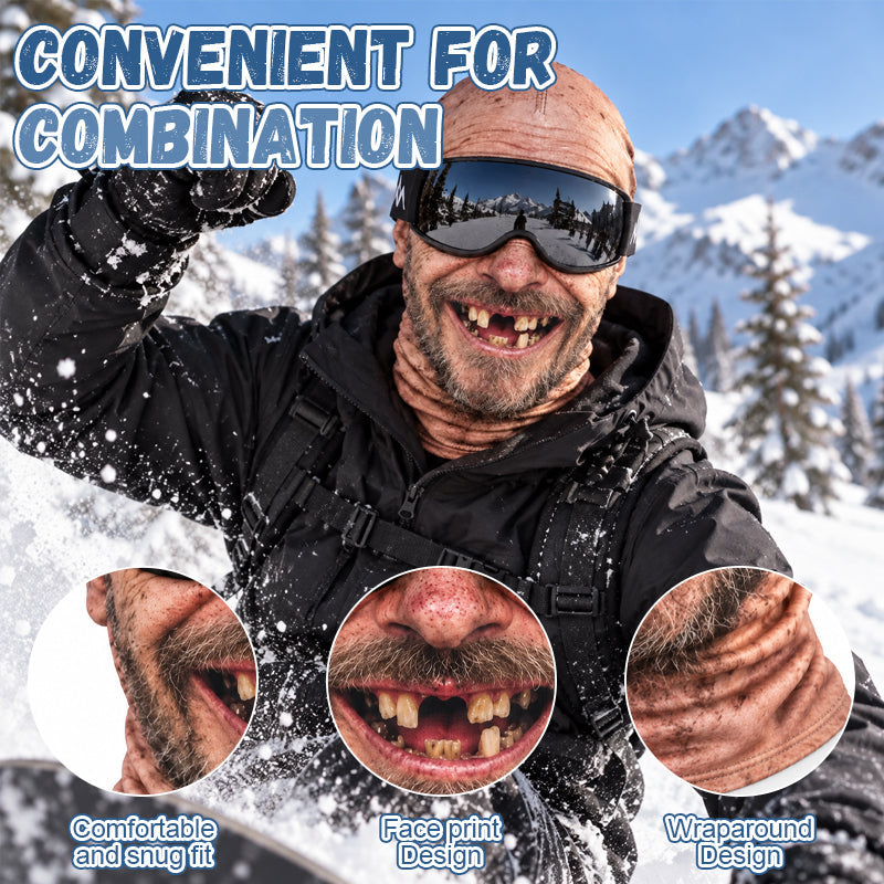 Maschera da sci con volto realistico e divertente – Accessorio esilarante per feste invernali all’aperto in grupp