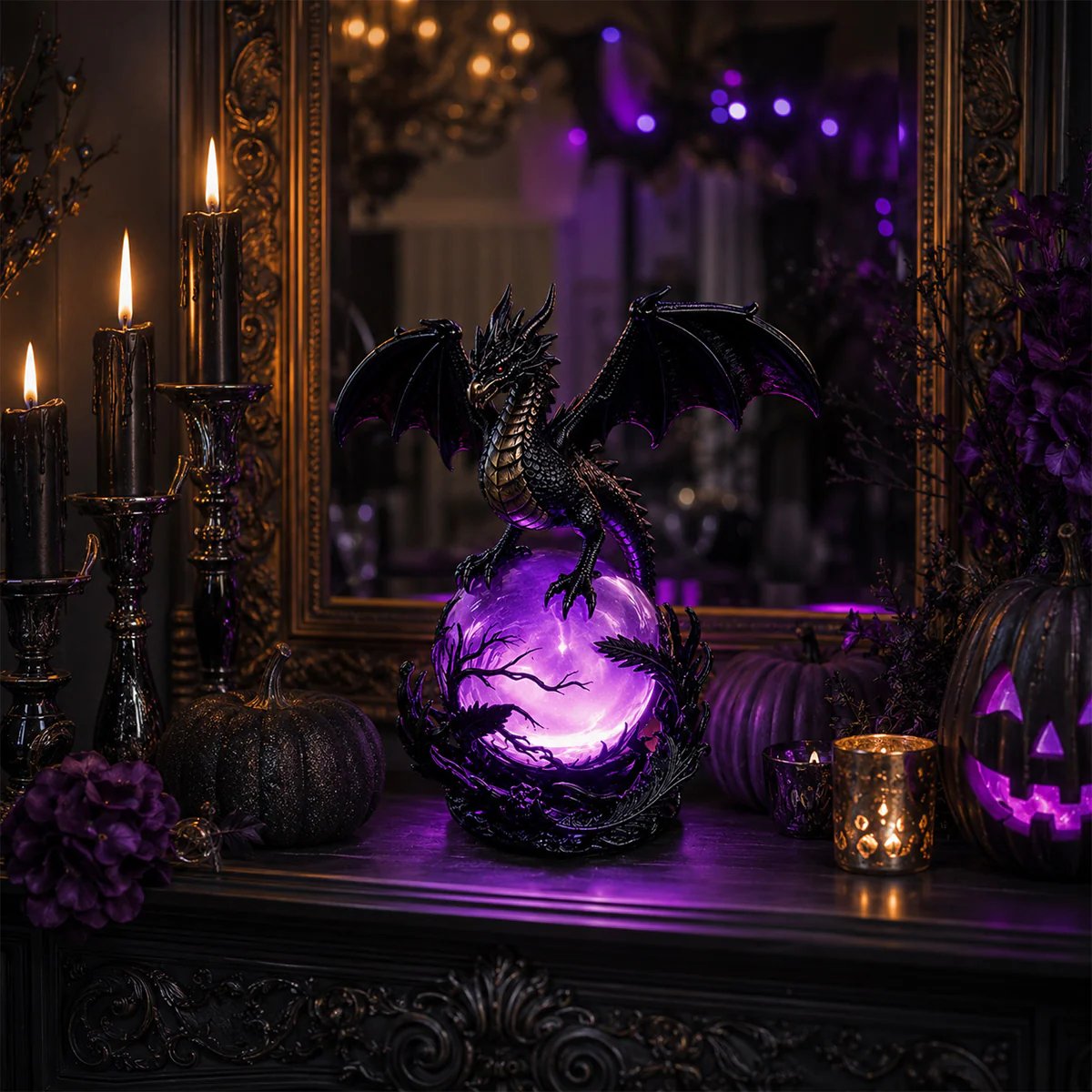 🔮Lampada a LED a forma di sfera di cristallo con drago gotico per un arredamento in stile dark