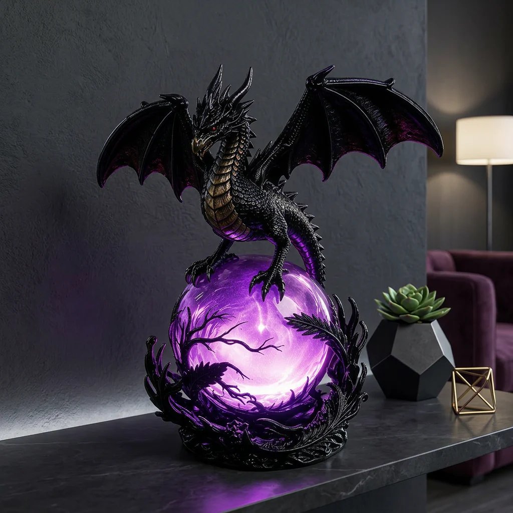 🔮Lampada a LED a forma di sfera di cristallo con drago gotico per un arredamento in stile dark