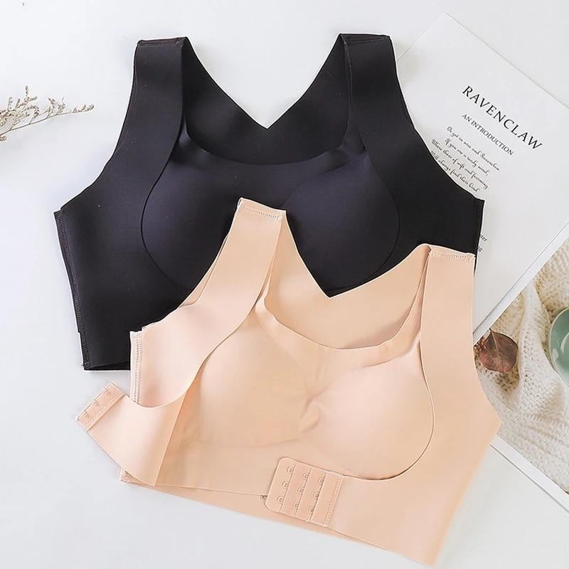 Reggiseno posturale senza ferretto con chiusura frontale e spalline incrociate sulla schien