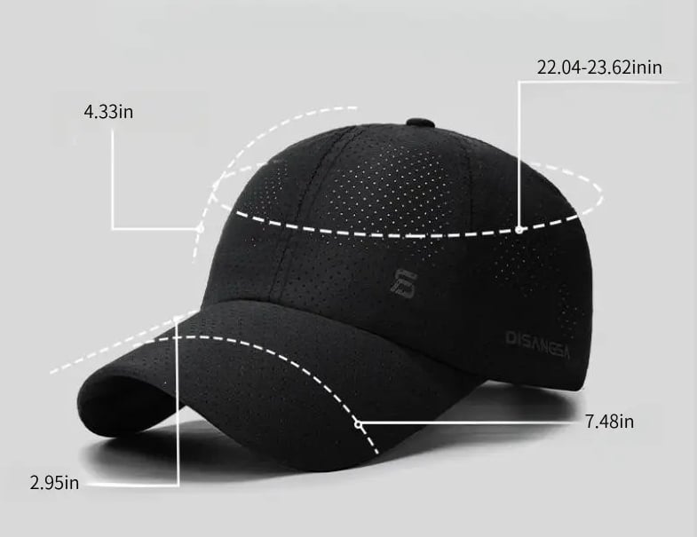 Cappellino da baseball ad asciugatura rapida con protezione UV – Cappellino unisex traspirante e regolabil