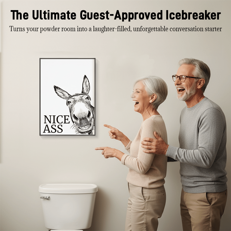 L'arte su tela del bagno con l'asino "Nice Ass" Umorismo nascosto per un bagliore puro