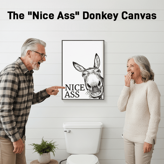 L'arte su tela del bagno con l'asino "Nice Ass" Umorismo nascosto per un bagliore puro