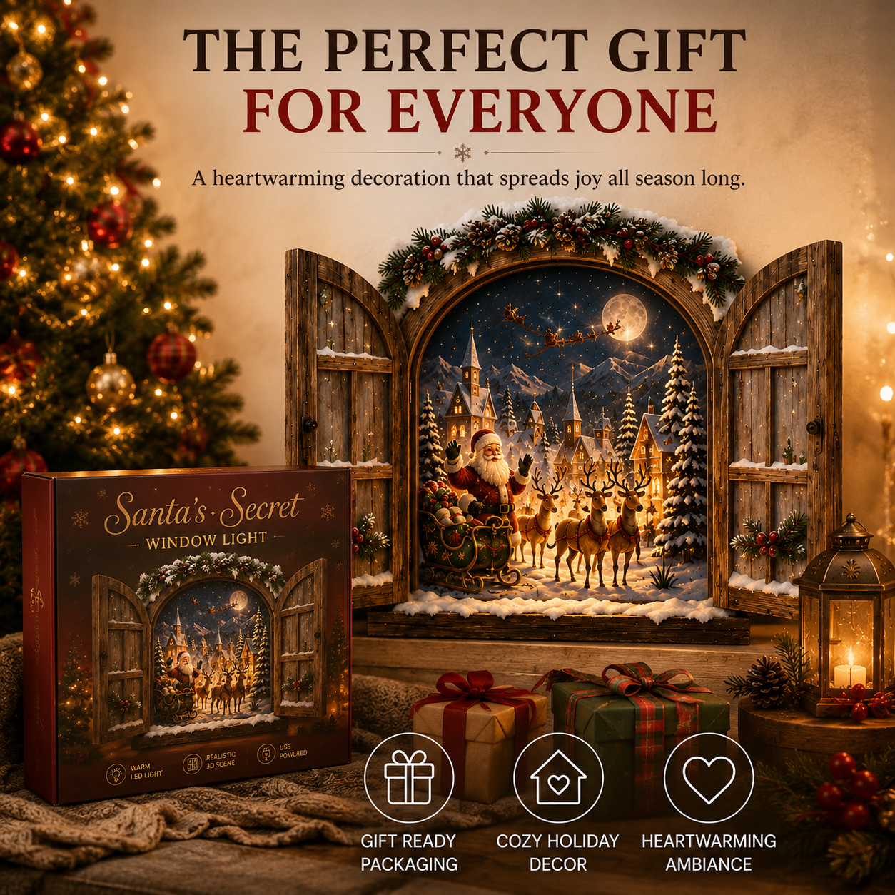 🎄 La finestrella segreta di Babbo Natale — Decorazione da parete natalizia 3D luminosa dell’Artico 🎅