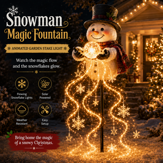 🎄SCONTO DEL 49%🎄 Snowman Magic Fountain™ - Luci natalizie da giardino a LED con fiocchi di neve danzanti❄️