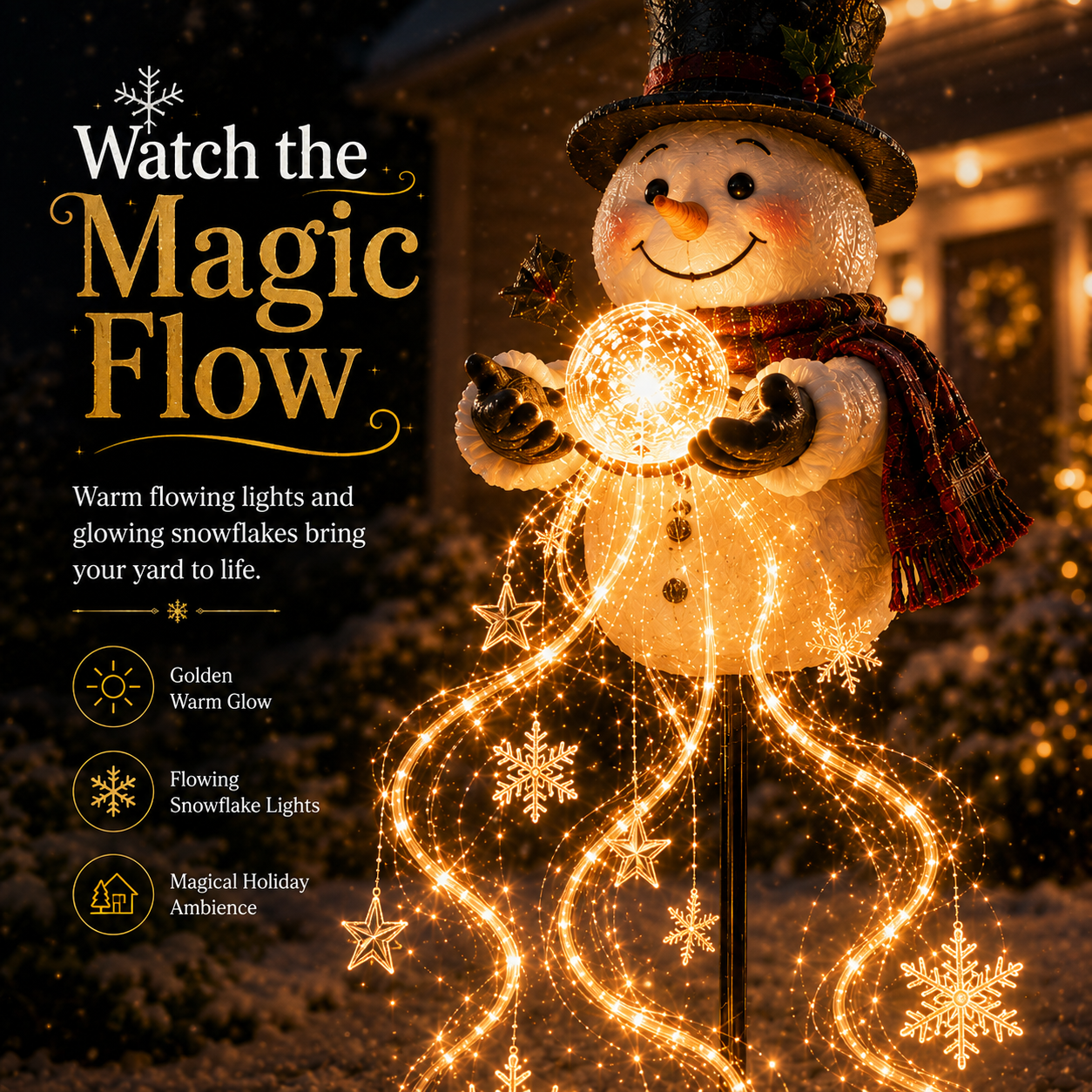 🎄SCONTO DEL 49%🎄 Snowman Magic Fountain™ - Luci natalizie da giardino a LED con fiocchi di neve danzanti❄️