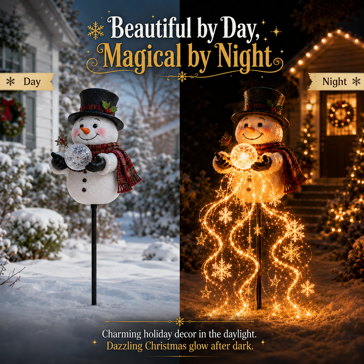 🎄SCONTO DEL 49%🎄 Snowman Magic Fountain™ - Luci natalizie da giardino a LED con fiocchi di neve danzanti❄️
