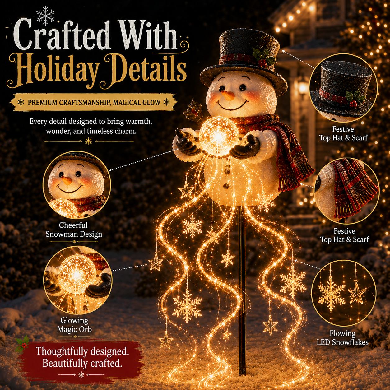 🎄SCONTO DEL 49%🎄 Snowman Magic Fountain™ - Luci natalizie da giardino a LED con fiocchi di neve danzanti❄️