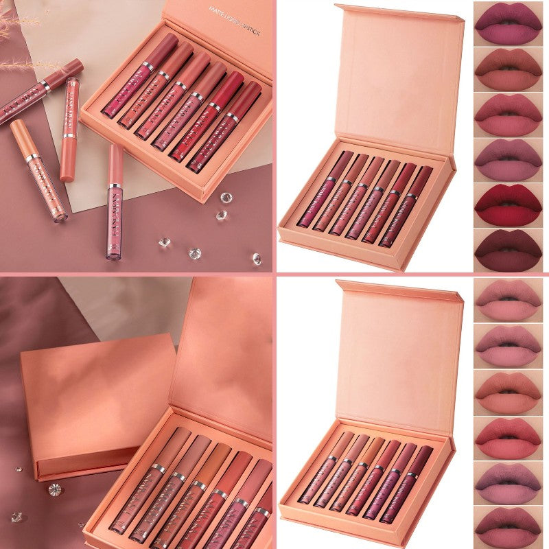 Set di lucidalabbra in bombolette spray antiaderenti in confezione regal