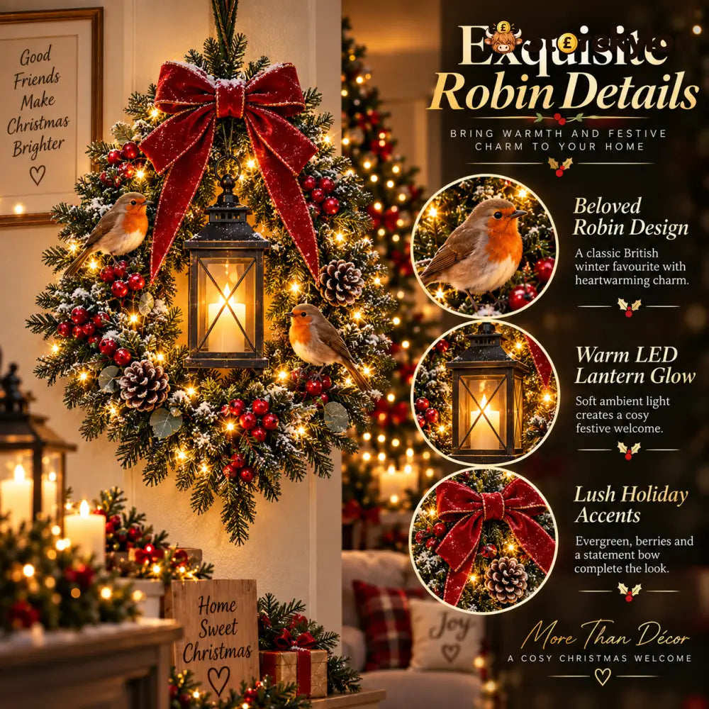 ✨Ultimo giorno: 49% di sconto✨🐦 A Robin Glow™ – Ghirlanda natalizia illuminata a forma di pettirosso