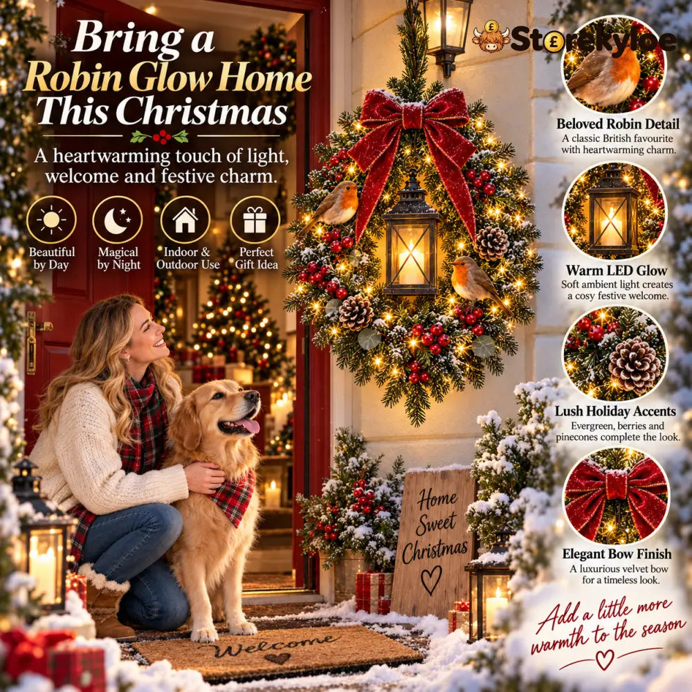 ✨Ultimo giorno: 49% di sconto✨🐦 A Robin Glow™ – Ghirlanda natalizia illuminata a forma di pettirosso