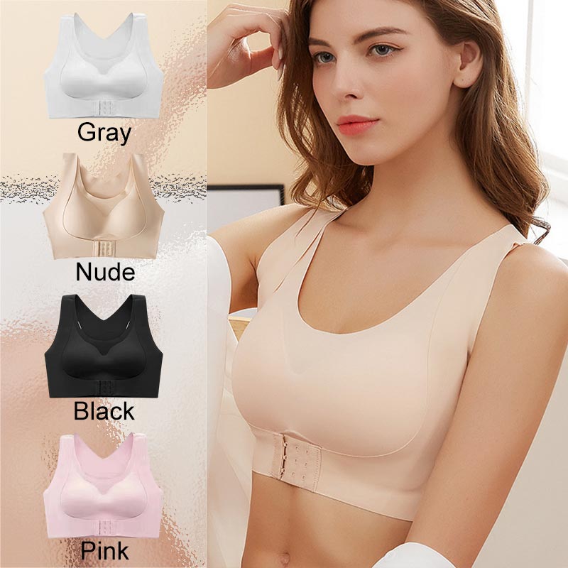 Reggiseno posturale senza ferretto con chiusura frontale e spalline incrociate sulla schien