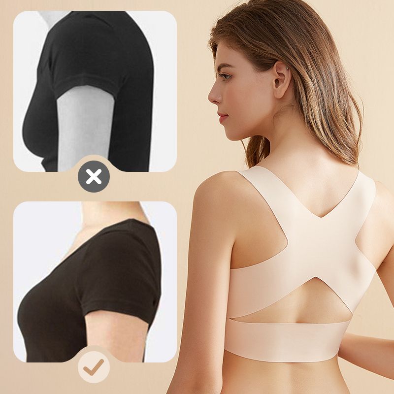Reggiseno posturale senza ferretto con chiusura frontale e spalline incrociate sulla schien