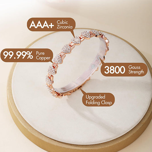 Braccialetti magnetici in rame a forma di cuore abbaglianti da donna