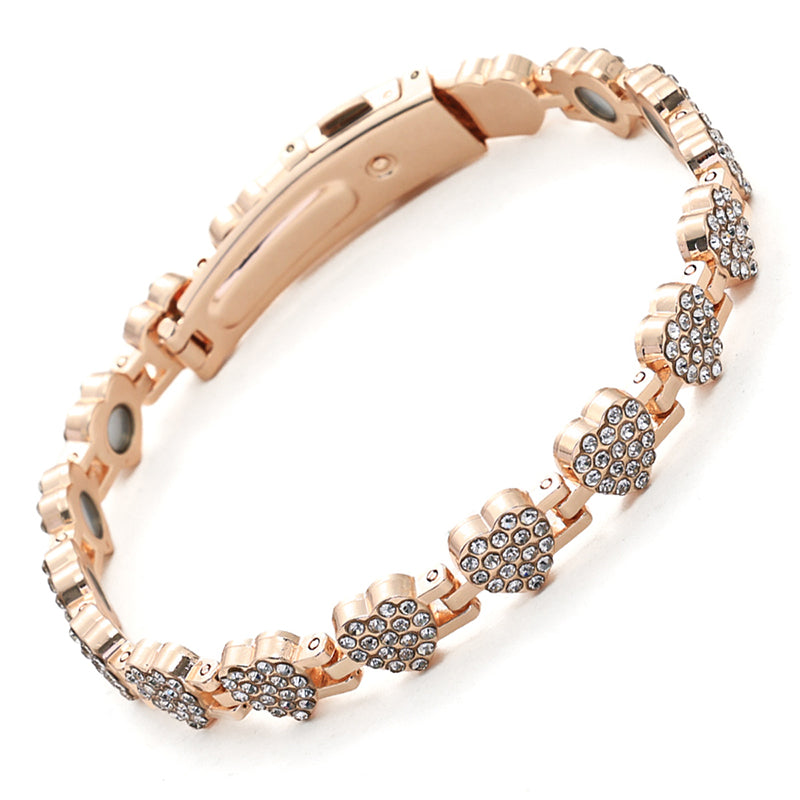 Braccialetti magnetici in rame a forma di cuore abbaglianti da donna