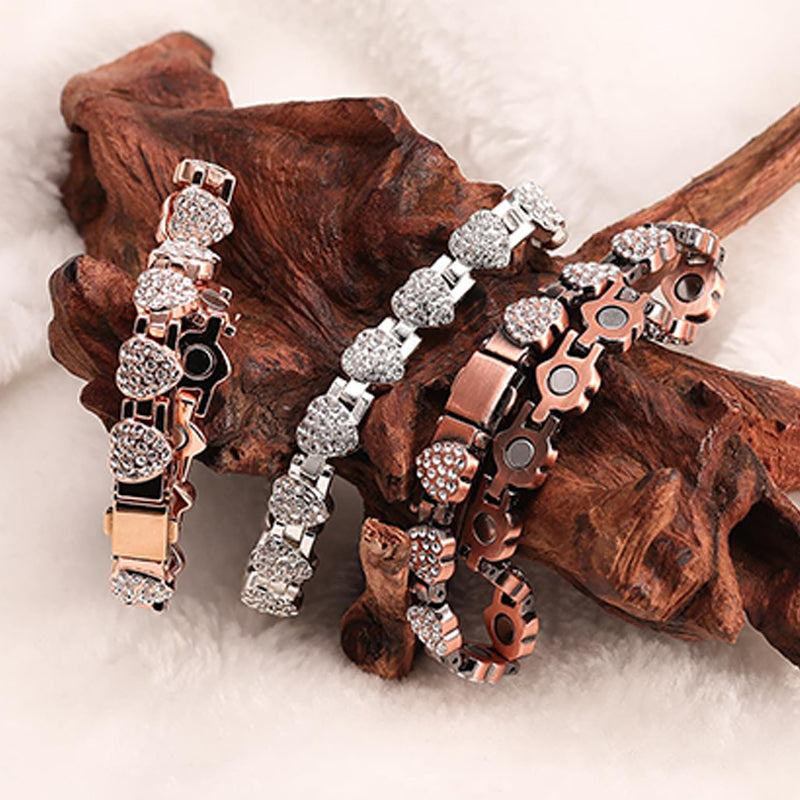 Braccialetti magnetici in rame a forma di cuore abbaglianti da donna