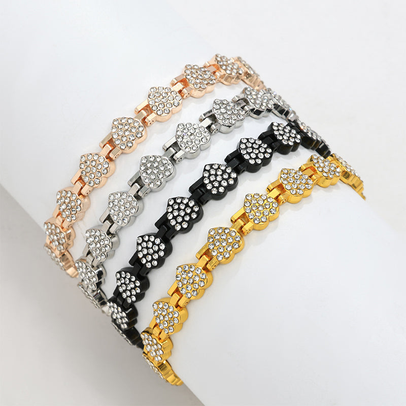 Braccialetti magnetici in rame a forma di cuore abbaglianti da donna