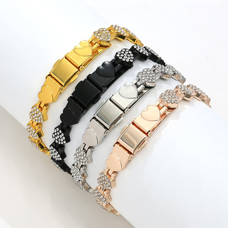Braccialetti magnetici in rame a forma di cuore abbaglianti da donna