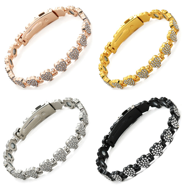 Braccialetti magnetici in rame a forma di cuore abbaglianti da donna