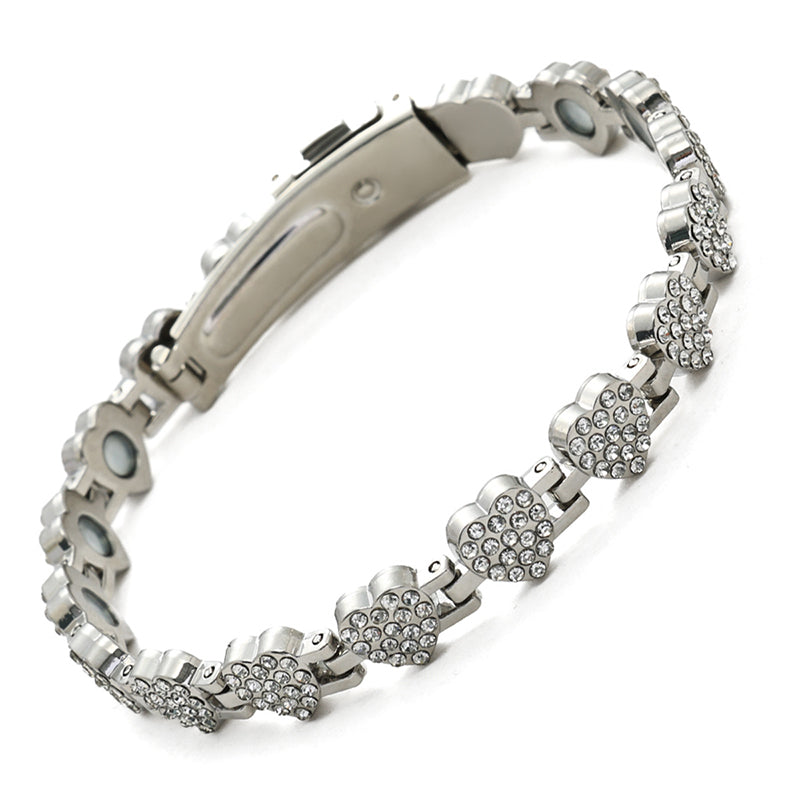 Braccialetti magnetici in rame a forma di cuore abbaglianti da donna