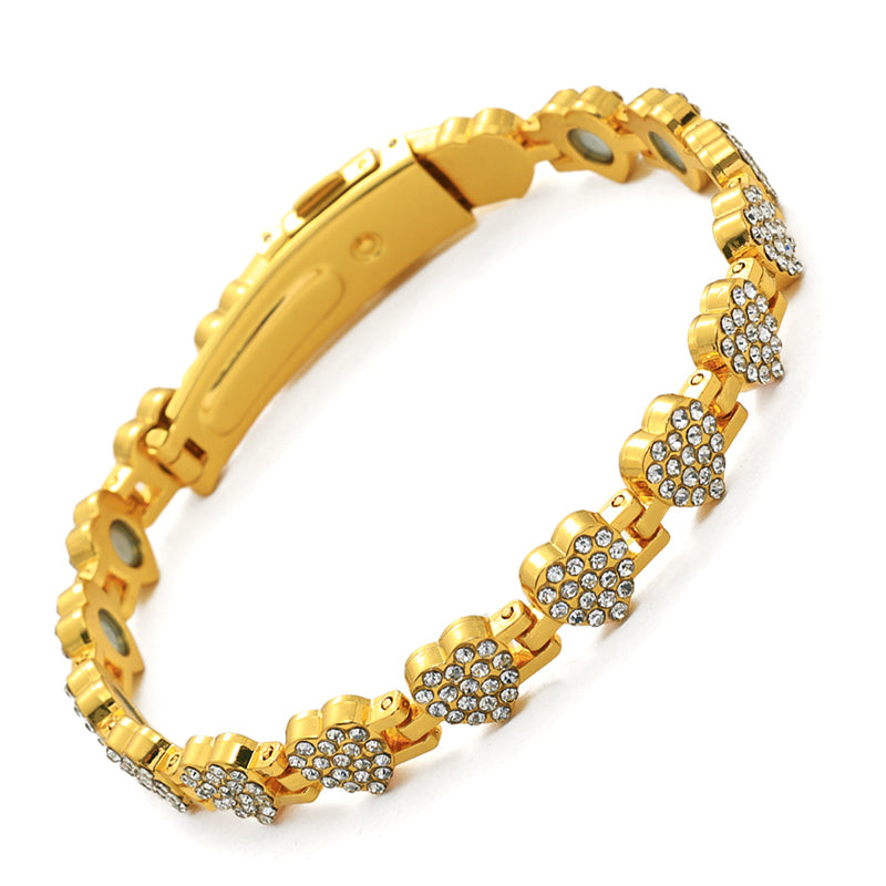 Braccialetti magnetici in rame a forma di cuore abbaglianti da donna