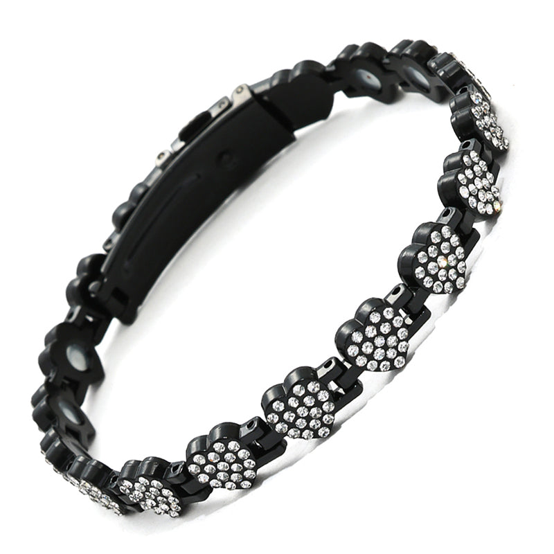 Braccialetti magnetici in rame a forma di cuore abbaglianti da donna