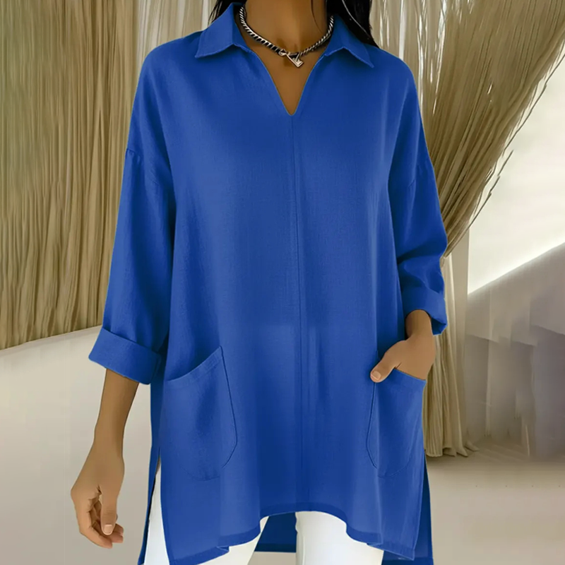 ✨Bestseller🔥 Camicia casual da donna a tinta unita con scollo a V e vestibilità ampi