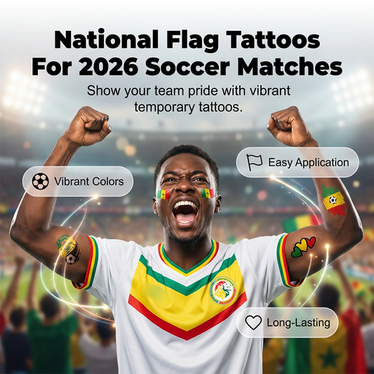 🌞Risveglio primaverile: 50% di sconto!✨⚽ Tatuaggi temporanei con bandiere dei Mondiali 2026 | Tatuaggi temporanei impermeabili dedicati al calcio | L'alternativa pulita al trucco (viso e corpo