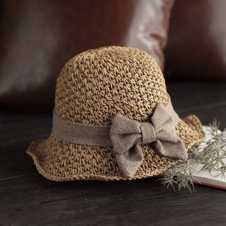 🎀 50% DI SCONTO 👒 | Cappello di paglia con fiocco retrò – Pieghevole e traspirante, perfetto per l'estat