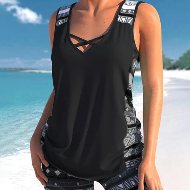 Bikini a due pezzi – A vita alta con top a fascia – Perfetto per la spiaggia 👙