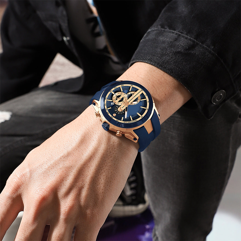 Orologio sportivo al quarzo multifunzionale, impermeabile e luminos