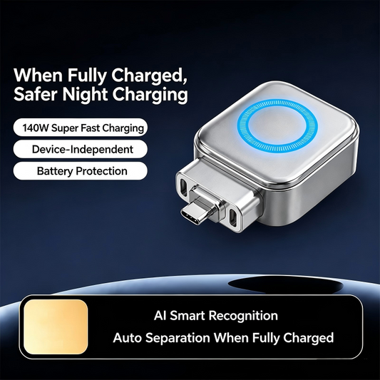⚡ Caricabatterie super veloce da 140 W con spegnimento automatico tramite IA – USB-C PD3.1 – Protezione intelligente della batteria – Universale per iPhone, MacBook e table