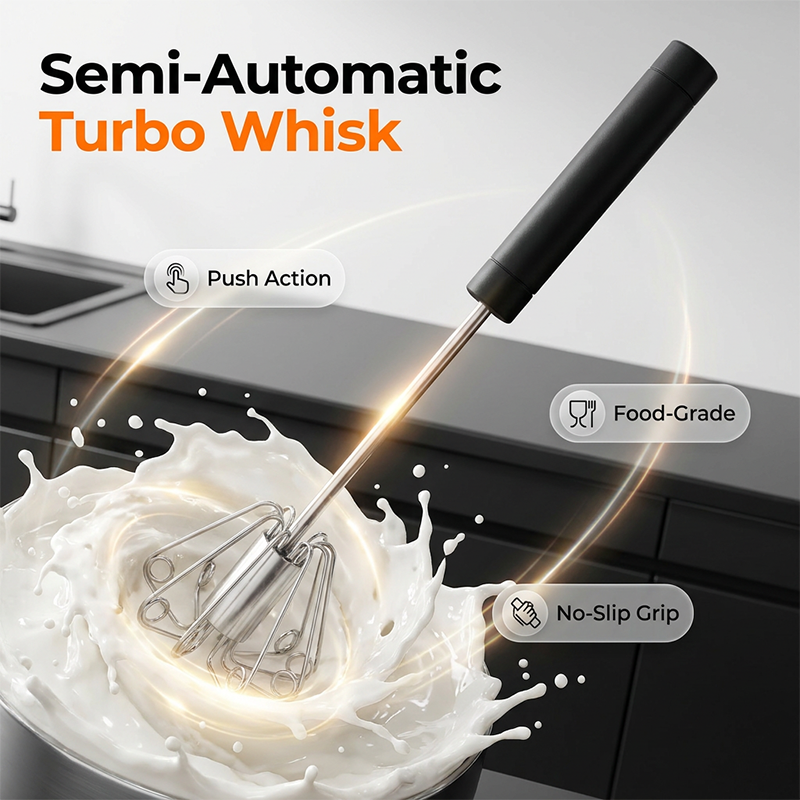 🥚🍰 Frusta a pressione semiautomatica — Frusta manuale facile da usare per sbattere le uova 🧁