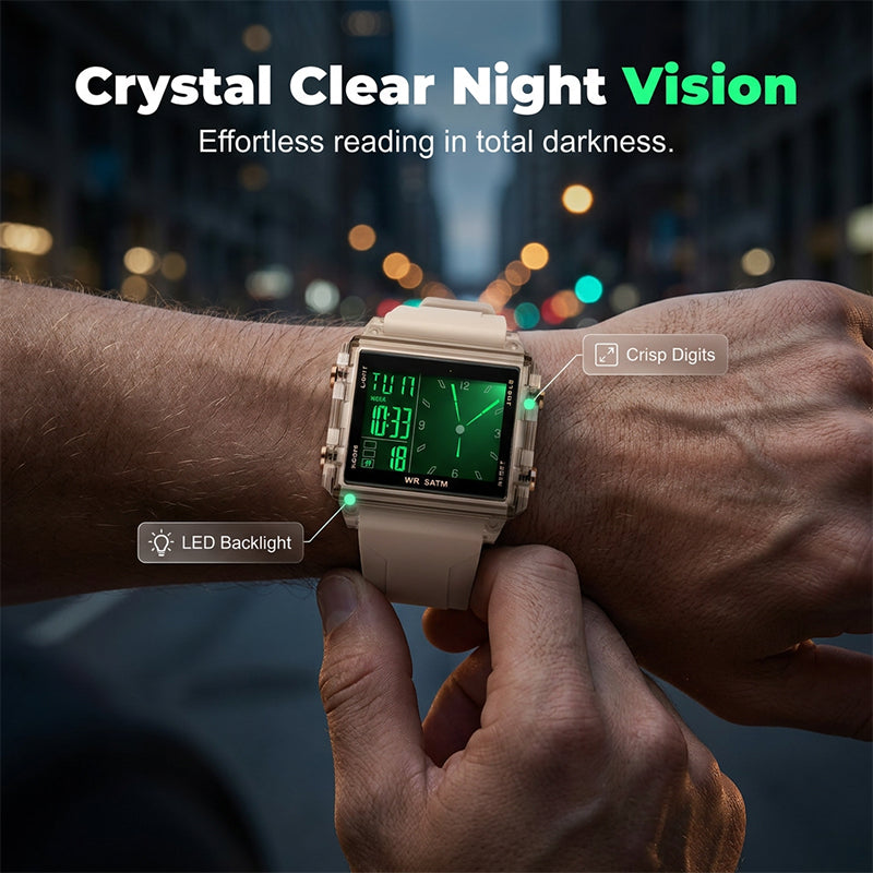 ⏳Offerta speciale a tempo limitato⏰ Orologio digitale trasparente impermeabile – Impermeabilità fino a 50 m, display luminescente, ora ibrida