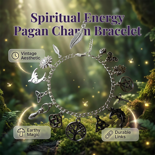 📿 SCONTO DEL 50% A TEMPO LIMITATO! ✨ Braccialetto vintage con ciondoli pagani – Simboli spirituali, argento antico, stile bohémien 🌙