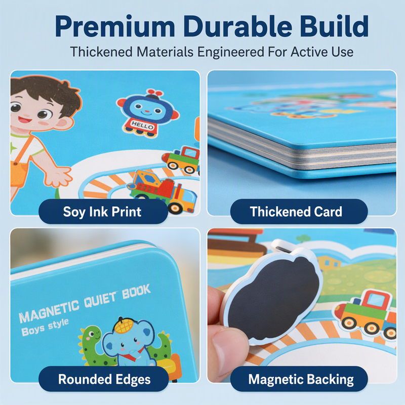 Libro magnetico silenzioso per bambini con puzzle pieghevole: gioco educativo per la prima infanzia, adatto a maschietti e femminucc