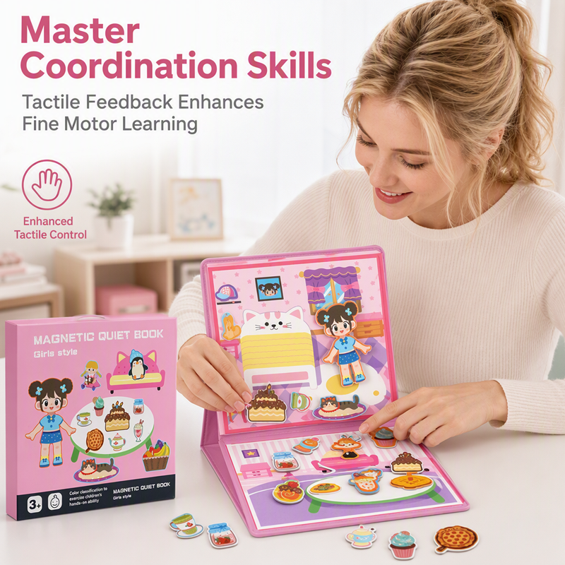 Libro magnetico silenzioso per bambini con puzzle pieghevole: gioco educativo per la prima infanzia, adatto a maschietti e femminucc