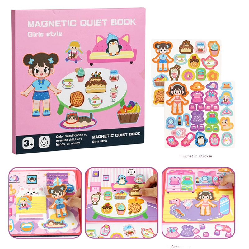 Libro magnetico silenzioso per bambini con puzzle pieghevole: gioco educativo per la prima infanzia, adatto a maschietti e femminucc